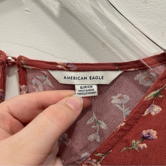 American Eagle Ditsy Floral Romper Cross Front Small - Picture 3 of 8